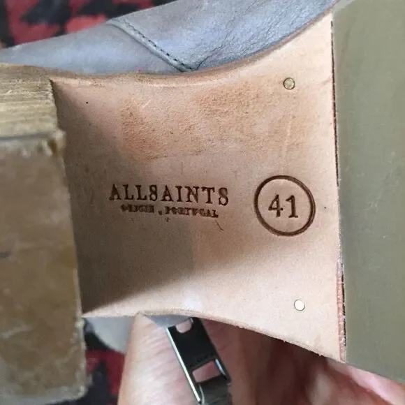 All Saints Leather Booties Mushroom Color~10 - Picture 3 of 4